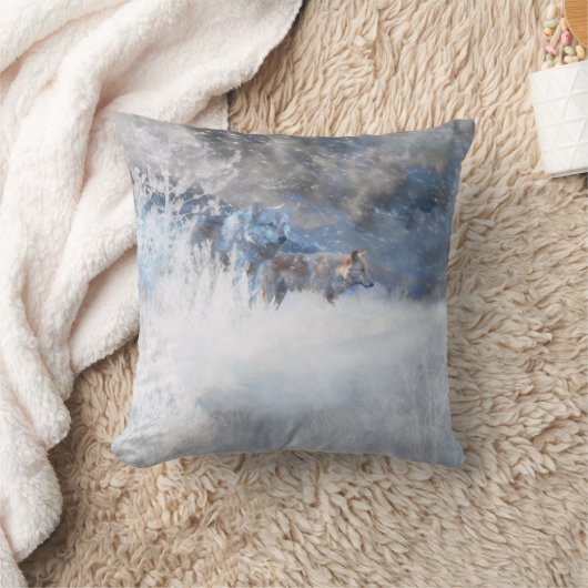 オオカミの冬の領土 クッション (ブランケット)