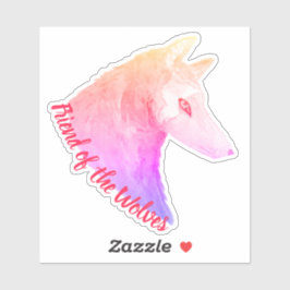 オオカミの友人ピンクの水色オオカミ シール