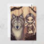 「オオカミの友達」のはがき ポストカード (正面/裏面)