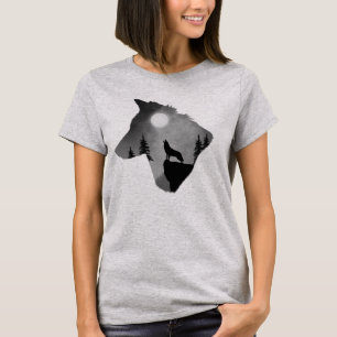 オオカミの叫び声月影 Tシャツ
