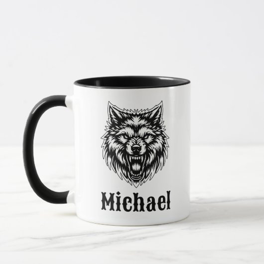 オオカミの名入れコーヒーカップ マグカップ (左)
