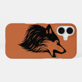 オオカミの吠えるシルエット iPhone 16ケース (裏面横)