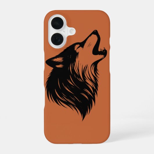オオカミの吠えるシルエット iPhone 16ケース (裏面)