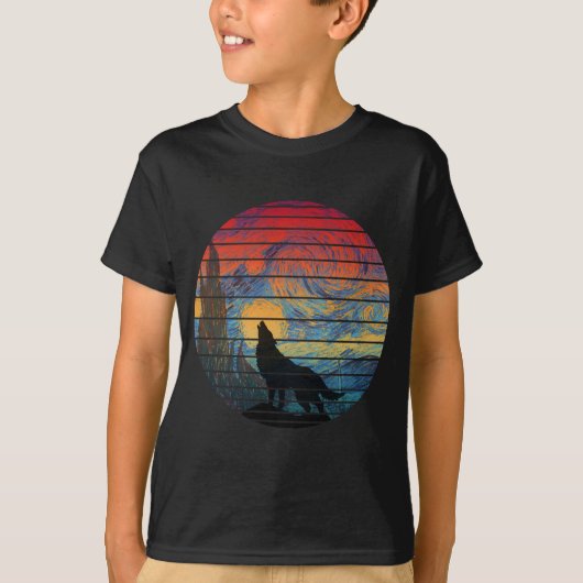 オオカミの吠える抽象的なスタイル Tシャツ (正面)