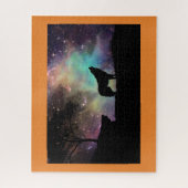 オオカミの喚き声の月夜は野生の生命動物の木を主演します ジグソーパズル (縦)