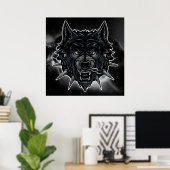 🐺 オオカミの壁掛けアート とげ付きの首輪 寝室の装飾 🖤 ポスター (ホームオフィス)