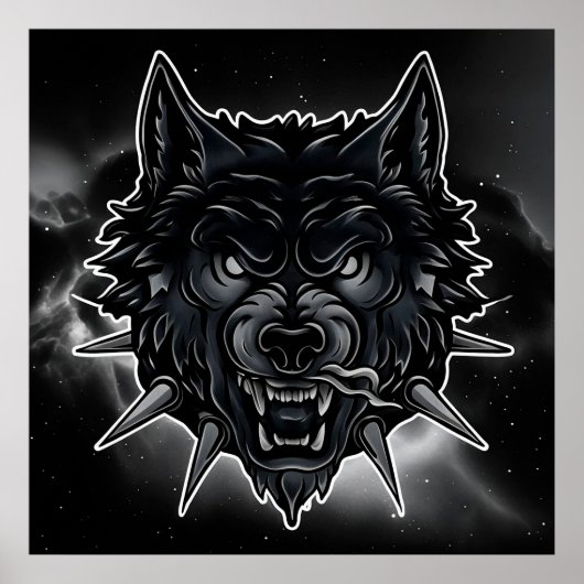 🐺 オオカミの壁掛けアート とげ付きの首輪 寝室の装飾 🖤 ポスター (正面)