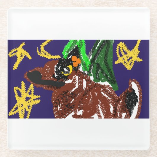 オオカミの夜の喜びおもしろい ガラスコースター (正面)