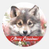 オオカミの子 メリークリスマス ステッカー (正面)