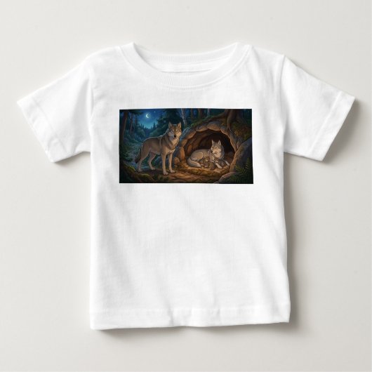 オオカミの家族 ベビーTシャツ (正面)