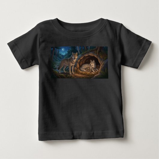 オオカミの家族 ベビーTシャツ (正面)