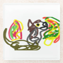 オオカミの幸せな秋 ガラスコースター