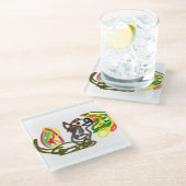 オオカミの幸せな秋 ガラスコースター (アングル)