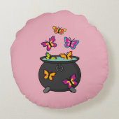 オオカミの幻想的な蝶 ラウンドクッション (裏面)