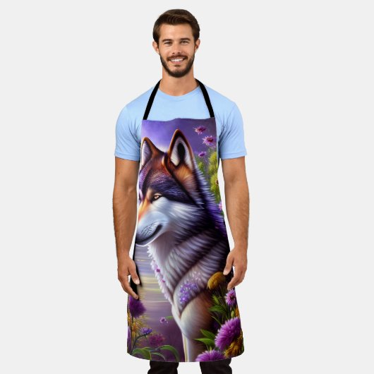 オオカミの影 エプロン (着用した状態)