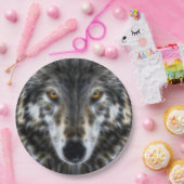 オオカミの感動的なデザインのポートレート ペーパープレート (パーティー)