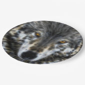 オオカミの感動的なデザインのポートレート ペーパープレート (アングル)