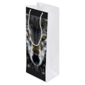 オオカミの感動的なデザインのポートレート ワインギフトバッグ (裏面アングル)