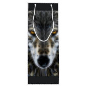 オオカミの感動的なデザインのポートレート ワインギフトバッグ (裏面)