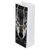 オオカミの感動的なデザインのポートレート ワインギフトバッグ (正面アングル)