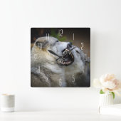 オオカミの戦い スクエア壁時計 (ホーム)