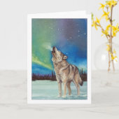 オオカミの挨拶状を遠ぼえする踊りライト カード (黄色い花)