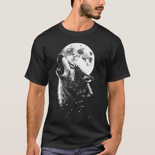 オオカミの月に吠えるウルフ Tシャツ (正面)