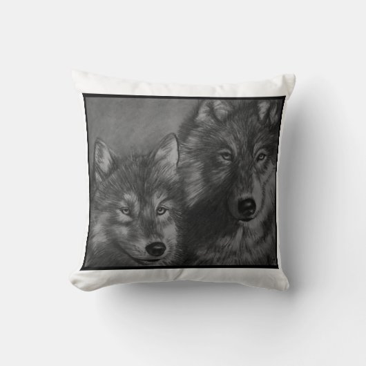 オオカミの枕 クッション (正面)