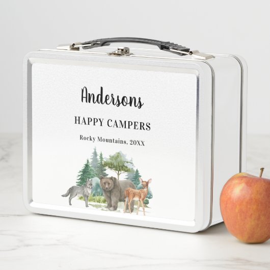 オオカミの森の動物の家族休暇 メタルランチボックス (インサイチュ)