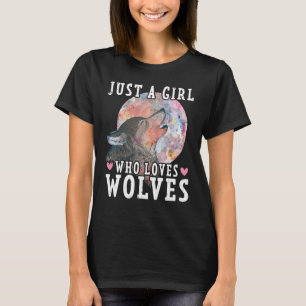 オオカミの森の動物オオカミを愛しているだけの女の子 Tシャツ