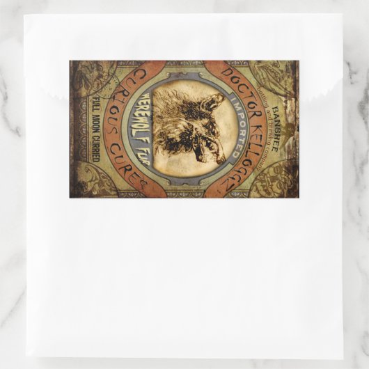 オオカミの毛皮 長方形シール (バッグ)