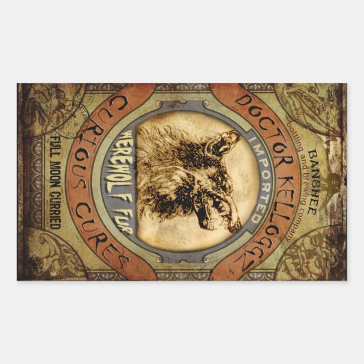 オオカミの毛皮 長方形シール (正面)