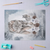 オオカミの水彩冬のクリスマス 薄葉紙 (クラフト)