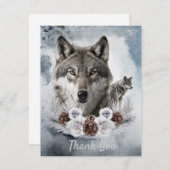 オオカミの水彩冬 サンキューカード (正面/裏面)