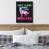 オオカミの水彩大好きな女の子 キャンバスプリント (インサイチュ (寝室))
