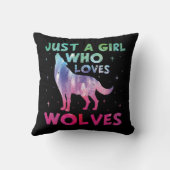 オオカミの水彩大好きな女の子 クッション (裏面)