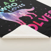 オオカミの水彩大好きな女の子 シェルパブランケット (3/4)