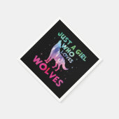 オオカミの水彩大好きな女の子 スタンダードカクテルナプキン (角)