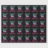 オオカミの水彩大好きな女の子 ラッピングペーパー (フラット)