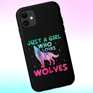 オオカミの水彩大好きな女の子 iPhone 11 ケース