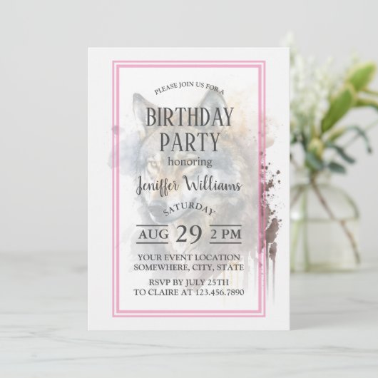 オオカミの水彩画 招待状 (スタンド正面)