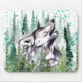 オオカミの水彩 | ウルフカラフルマウスパッド マウスパッド (正面)