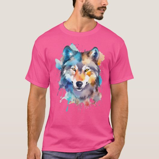 オオカミの水彩 Tシャツ (正面)