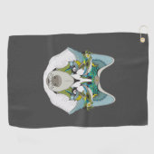 オオカミの皮が緑の青を飾った ゴルフタオル (横)