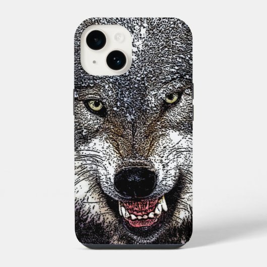 オオカミの眼の美術 iPhoneケース (裏面)