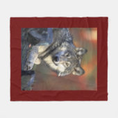 オオカミの知恵 フリースブランケット (正面(横))