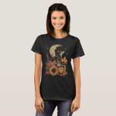 オオカミの秋の月と花の芸術 Tシャツ (正面フル)