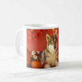 オオカミの秋の白11のozのクラシックで白いマグ コーヒーマグカップ (正面左)