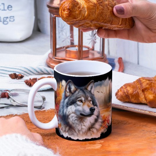 オオカミの秋の色 – 自然の美しいが解き放たれた コーヒーマグカップ
