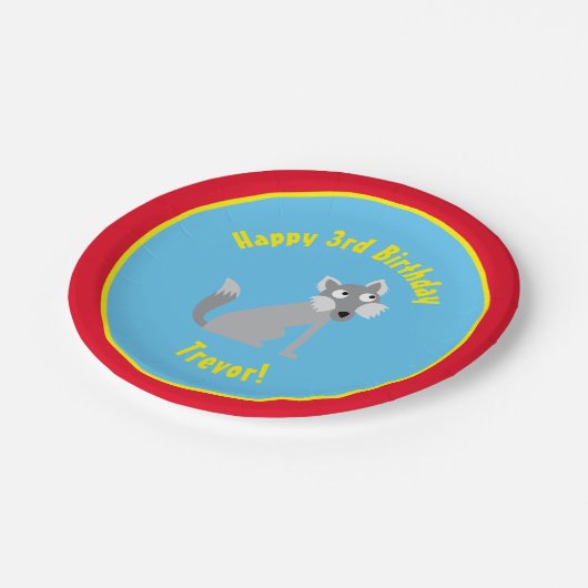 オオカミの紙皿の動物の誕生会 ペーパープレート (アングル)